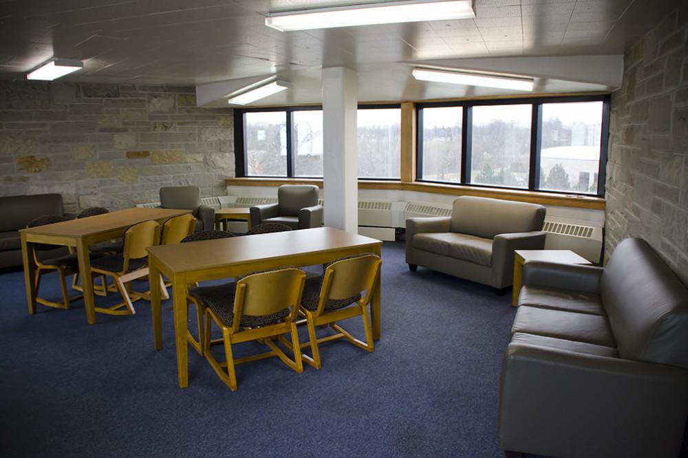 Tarble Hall has a lounge on every floor where students can study and hang out.